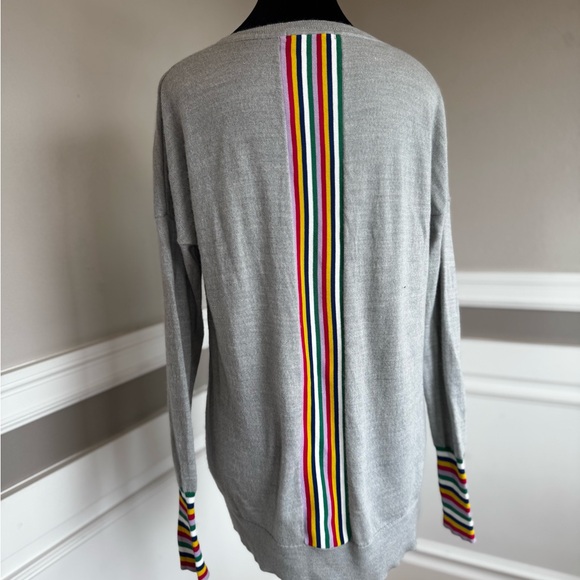 Boden Gray Sweater with Multicolor Stripes (M) - Picture 1 of 7